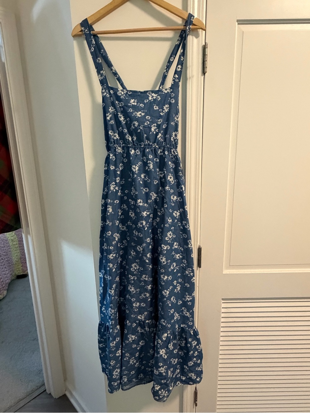 Suzanne Betro Denim-Blue Floral Maxi Dress